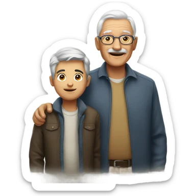 A grandfather with his boy sticker