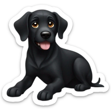 Black dog with one ear raised and one down sticker