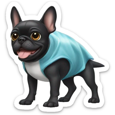Black Frenchie wearing shark costume sticker
