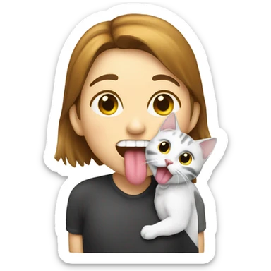cat licking owner sticker