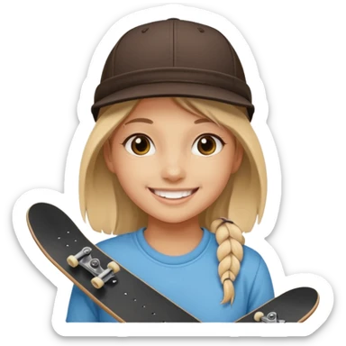 skateboarder girl mugshot with cap sticker