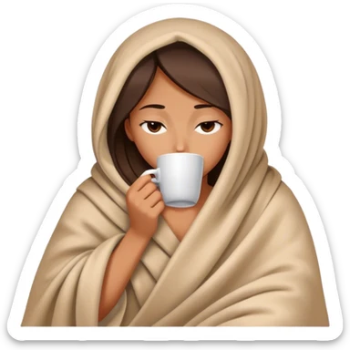 girl inside a blanket sipping coffee eyes closed sticker