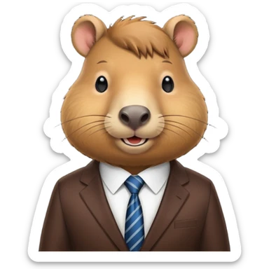 Capybara weating a buisness suit sticker