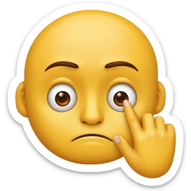 classic yellow emoji head, annoyed, sniffing its fingernails (not the fingers) sticker