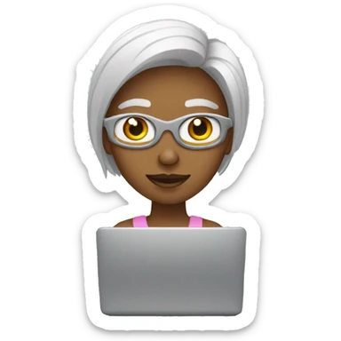 una persona usando su computadora sticker