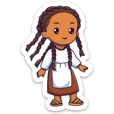 Black girl with long brown braids  sticker