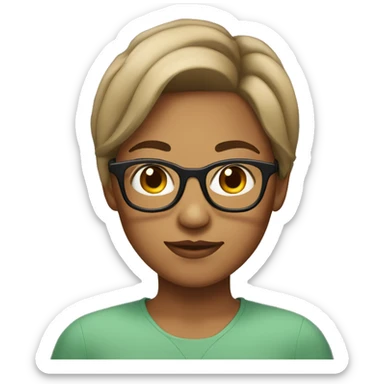 tan skin girl with glasses and medium short hair sticker