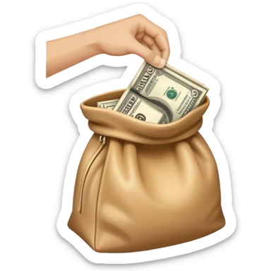 one hand holding a bag of money sticker