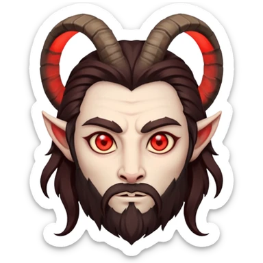 Evil, shadowie Male lord with Red glowing eyes and Long darkBrown Hair and goat beard sticker
