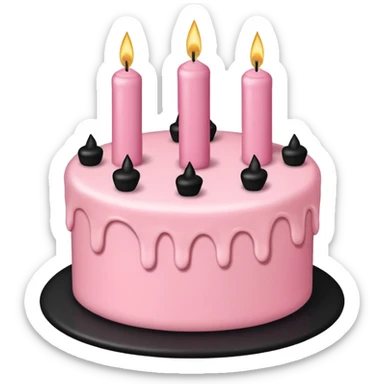 Birthday cake pink and black with cute candles  sticker
