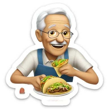 Old man eating tacos  sticker