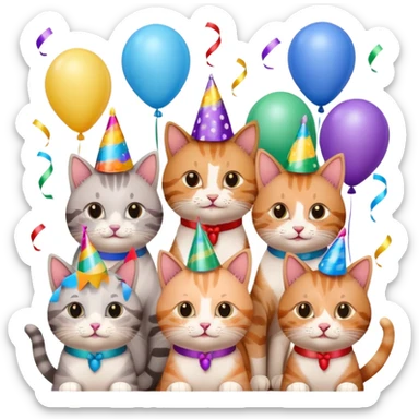 12 cats at a birthday party sticker