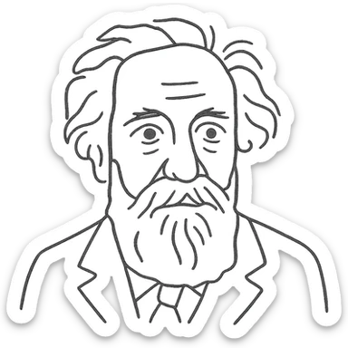 a hand drawn black outline portrait of philosopher Gaston Bachelard with similar-sized eyes based a famous portrait of him sticker