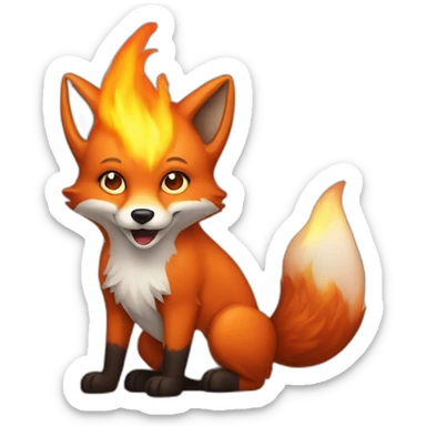 fox on fire sticker