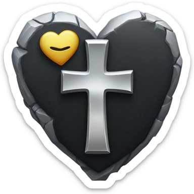 a black tombstone in silver RIP and a silver heart sticker