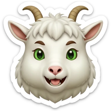 ghibli style goat with mouth open saying 'baaah' (text included) sticker