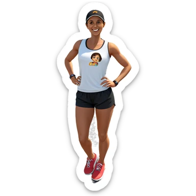 smiling girl in black shorts sticker