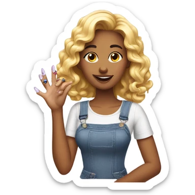 Beautiful girl with a funny nail sticker