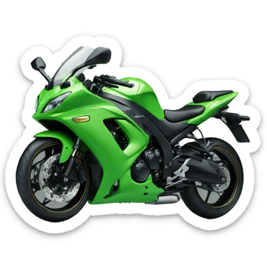green kawasaki motorbike with a stubby exhaust sticker