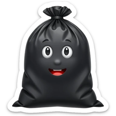 trash bag with nothin on it, just the plain trash bag, no face sticker