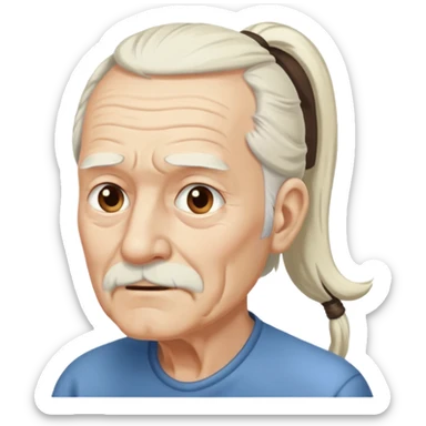 Old man with long white pony tail sticker