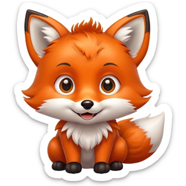 happy fox kid avatar with big eyes sticker