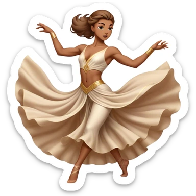Cinematic Realistic Dance Poses, an elegant dancer mid-motion, muscles tensed with control, soft fabric of their attire flowing with movement, dramatic lighting highlighting the graceful lines, glowing with passion and poise. sticker