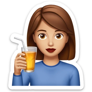 Brown hair drinking a twisted tea sticker
