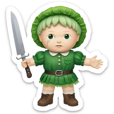 Evil cabbage patch doll with knife  sticker