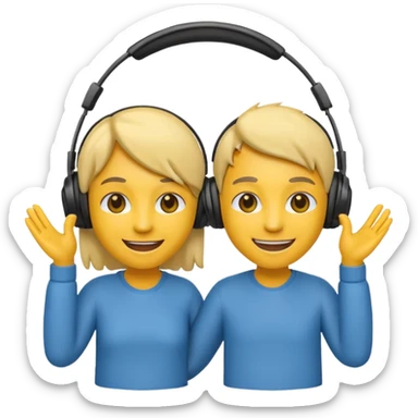 emoji with head phone holding both hands sticker