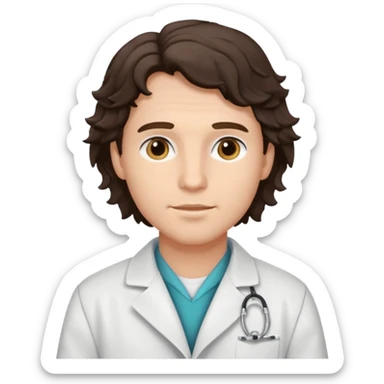 male dark brunette wavy hair vet sticker