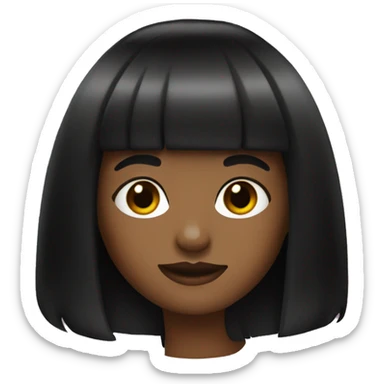 Girl with black curtain bangs sticker