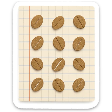 coffee bean pattern grid paper background with pastel lines, soft pastel style, transparent background sticker