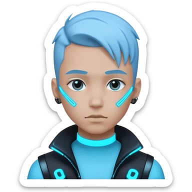 boy neon cyberpunk light blue sticker