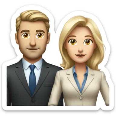 caucasian businessman and businesswoman sticker