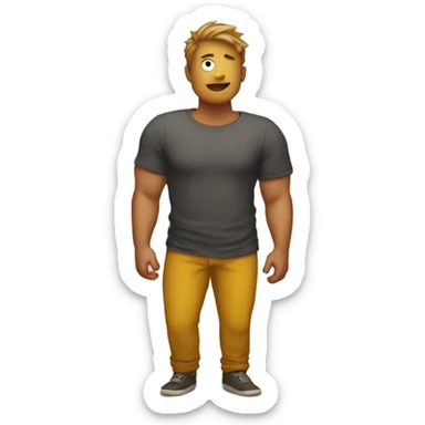 a human Groq that we see in full with his belly sticking out of his t-shirt sticker