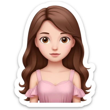 Long brown hair girl with soft pink dress sticker