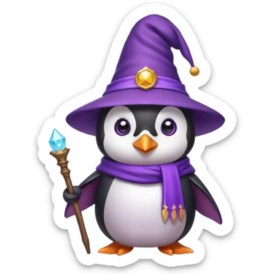 Purple wizard penguin sticker