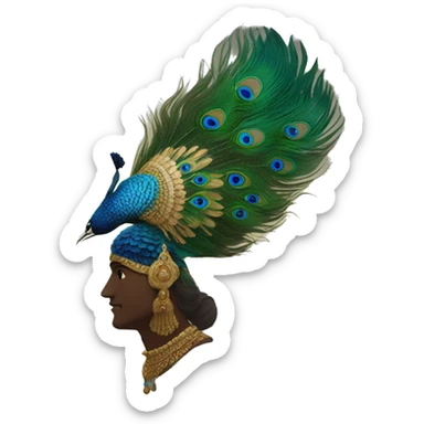  peacock feather on Krishna head sticker