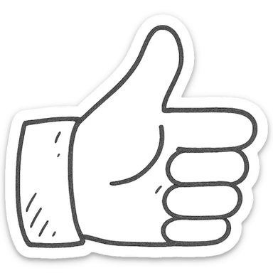 hand drawn icon style thumb pointing forward sticker