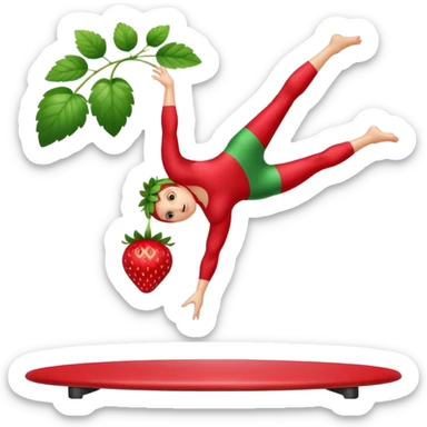 Strawberry fruit stands on one leg when doing gymnastics sticker