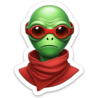 Green Alien ninja with red glasses and bandana sticker