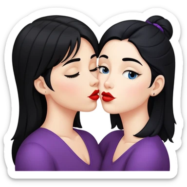 White Lesbians with black hair kissing sticker