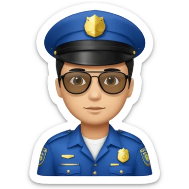 man police with hair style and hats and sun glasses black dress sticker
