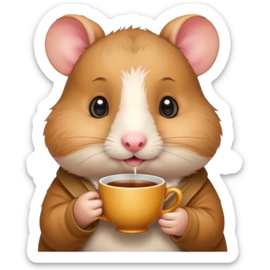 Funny hamster with a cup of tea sticker
