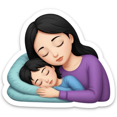 Girl with black hair sleeping sticker