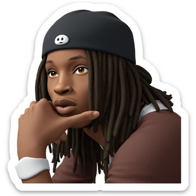 thoughtful boy in a beanie sticker