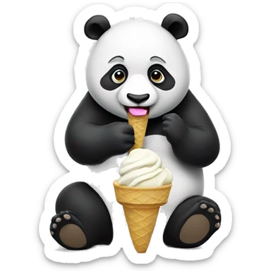 Panda eating ice cream sticker