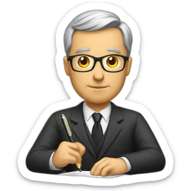 a lawyer feverishly writing a brief sticker