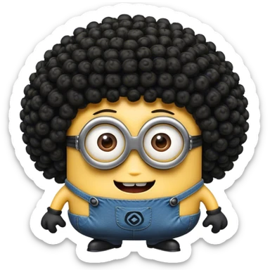 Black minion with a curly fro sticker
